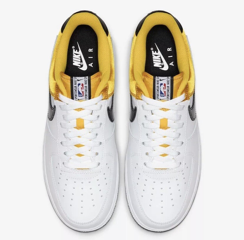 Nike Air Force 1 '07 LV8 NBA Yellow SATIN White Black BQ4420 700 Men's 11:  купить с доставкой из США, цена 14 686 руб - (254682510294)